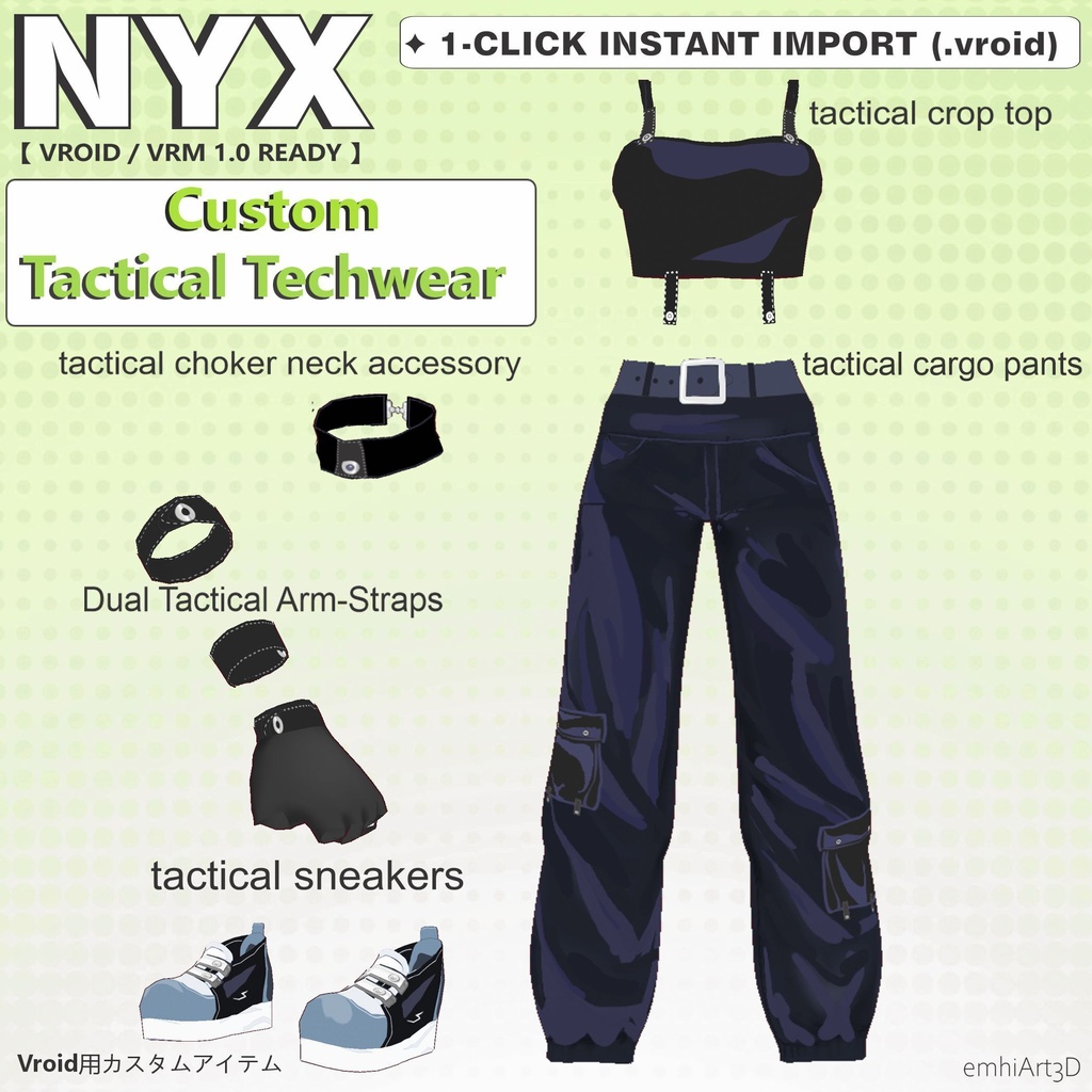 【 VRoid Custom Item 】Tactical Monochrome Techwear Set // NYX Official Outfit