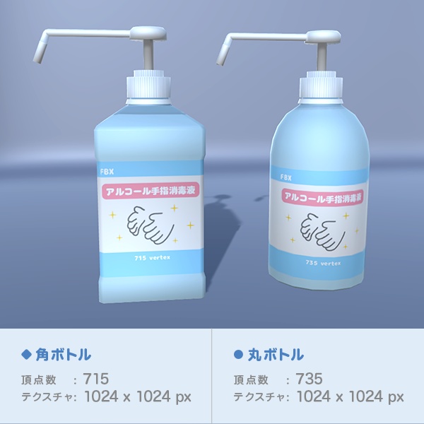 【VRChat向け】アルコール消毒液3Dモデル