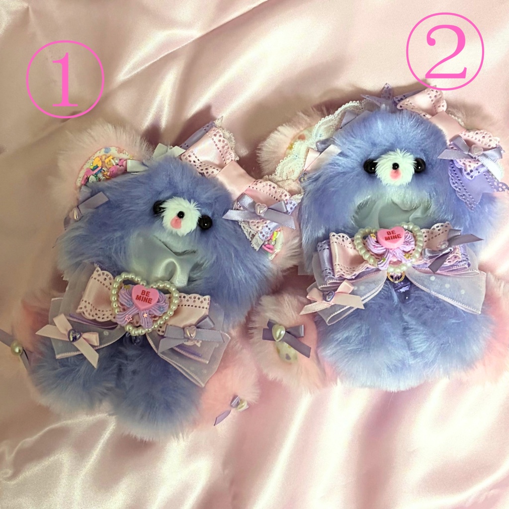 【10-12cm】ピンク×パープル　くまちゃん