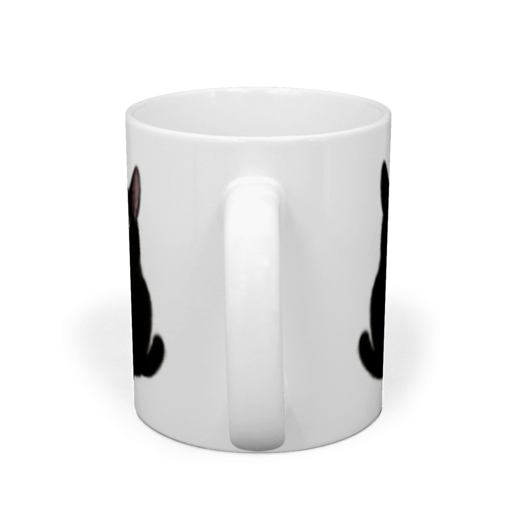 おすわり黒猫マグカップ うらおもて