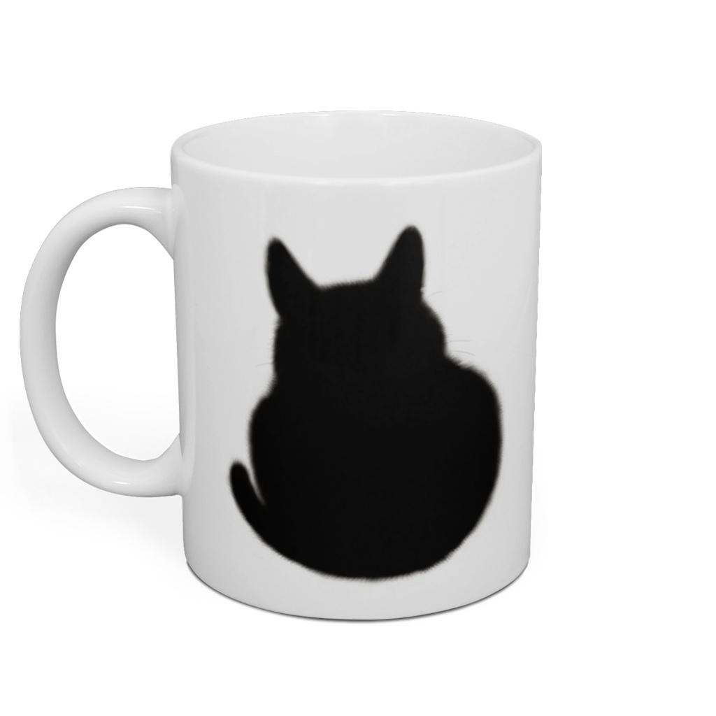 おすわり黒猫マグカップ うらおもて