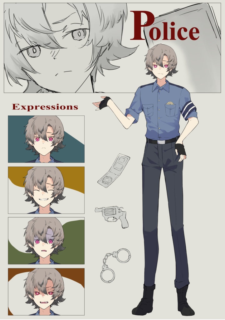 【立ち絵素材】警察_3パターン×表情5種