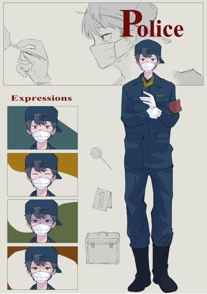 【立ち絵素材】警察_3パターン×表情5種