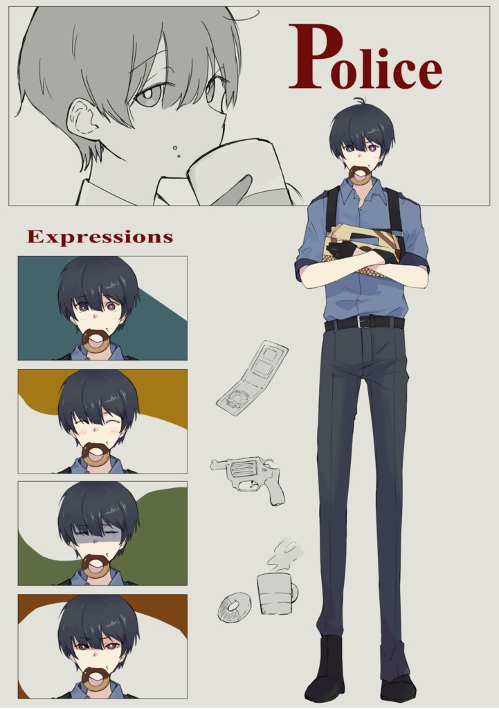 【立ち絵素材】警察_3パターン×表情5種