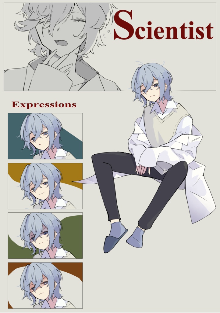【立ち絵素材】研究者_3パターン×表情5種
