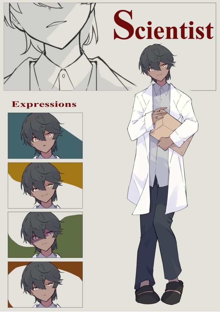 【立ち絵素材】研究者_3パターン×表情5種