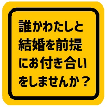 誰か結婚を前提にお付き合いしませんか？ カー マグネットステッカー