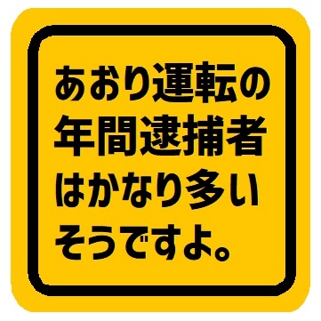 あおり運転の年間逮捕者は多いみたい カー マグネットステッカー