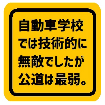 自動車学校では技術的に無敵で公道は最弱 カー マグネットステッカー