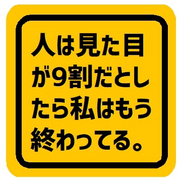 人は見た目が9割だとしたら私は終わってる カー マグネットステッカー