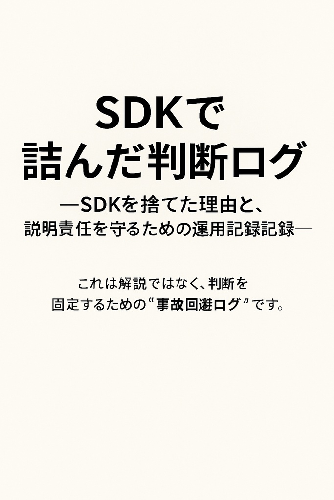 SDKで詰んだ判断ログ　 — SDKを捨てた理由と、説明責任を守るための運用記録 —