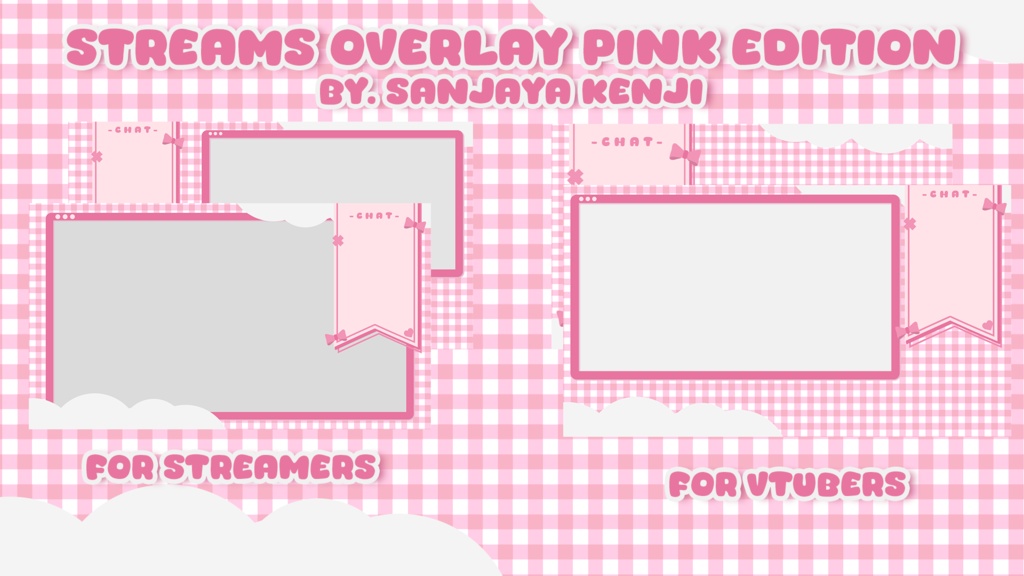 [Bundle] Streams Overlay for VTuber and Streamers (Pink Edition) With PSD and AEP File