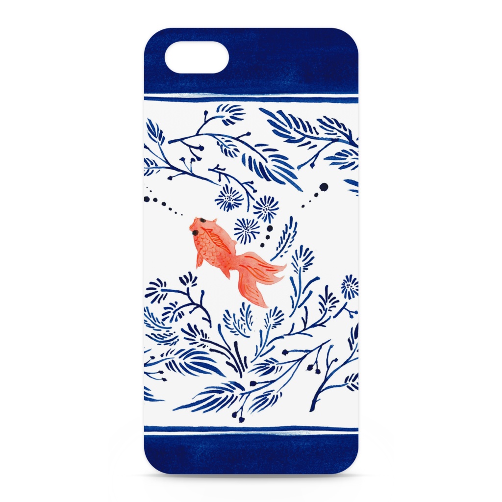 手描き金魚鉢風スマホケース