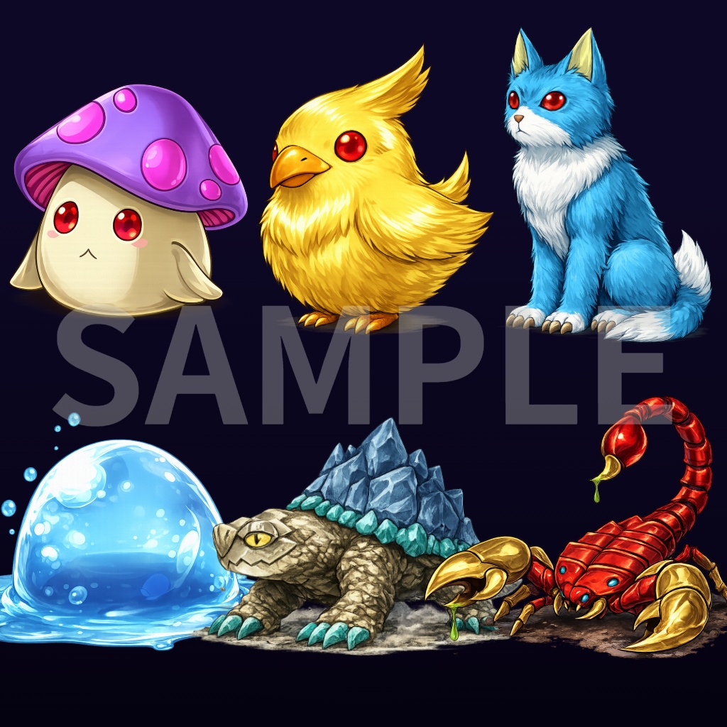 幻想魔物図鑑素材集 Vol.1 ~モンスター立ち絵&アイコンセット~