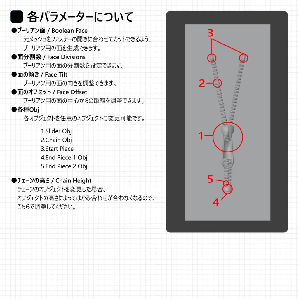 ファスナー生成ノードツール