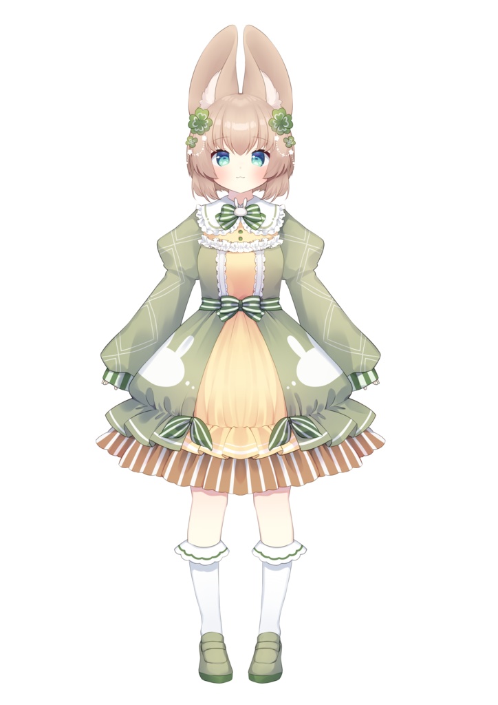 【汎用モデル】クローバーうさぎちゃん【パーツ分けPSD】
