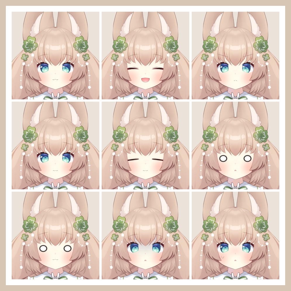 【汎用モデル】クローバーうさぎちゃん【パーツ分けPSD】