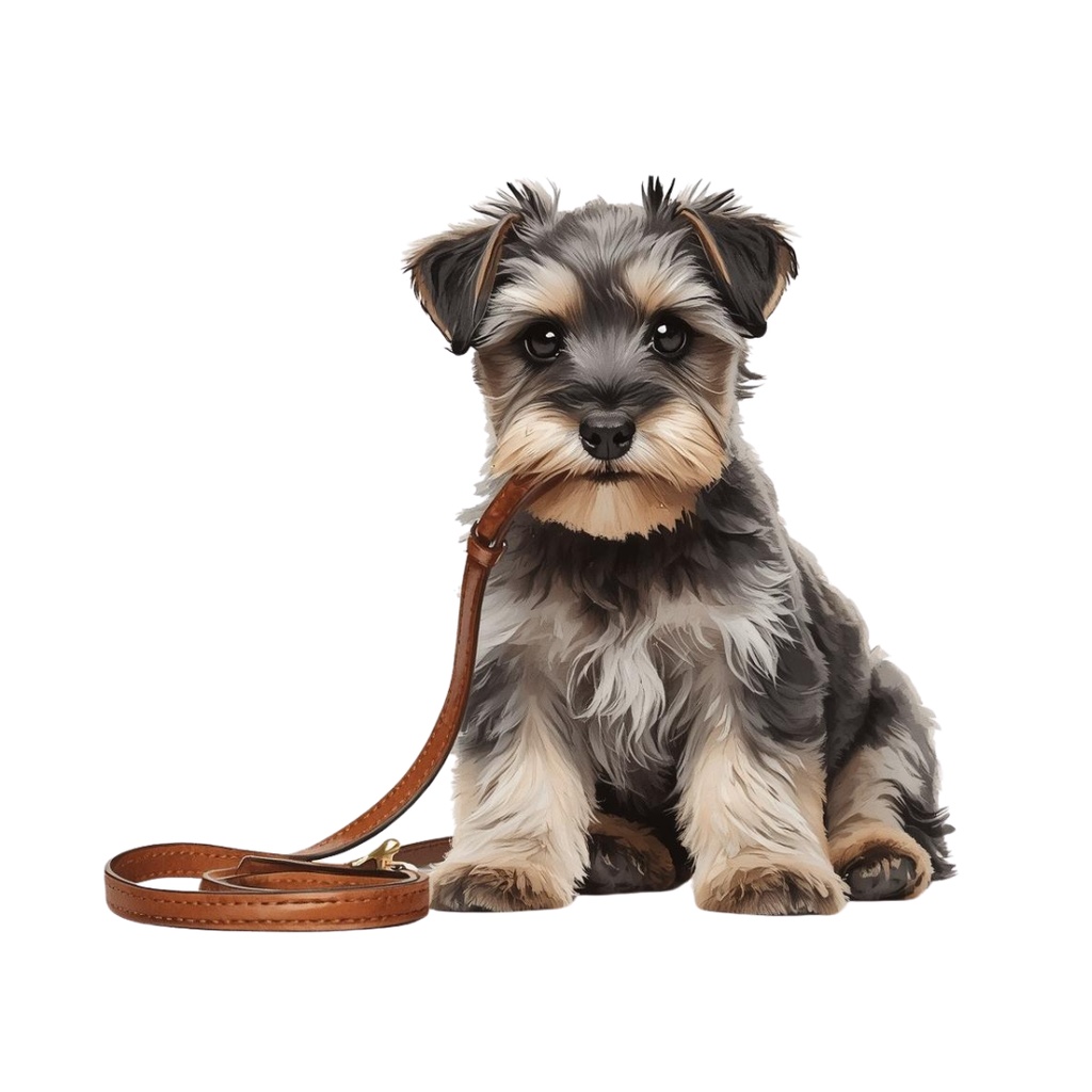 【10点セット】ふわふわミニチュアシュナウザーの水彩風クリップアート(背景透過PNG)