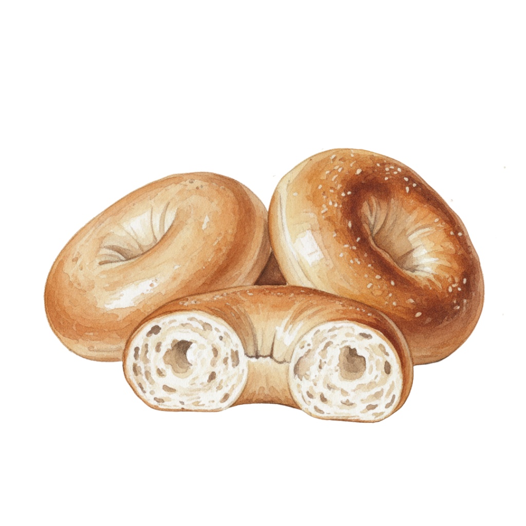 【15点セット】焼きたてベーカリー&カフェ 水彩画風クリップアート(背景透過PNG)