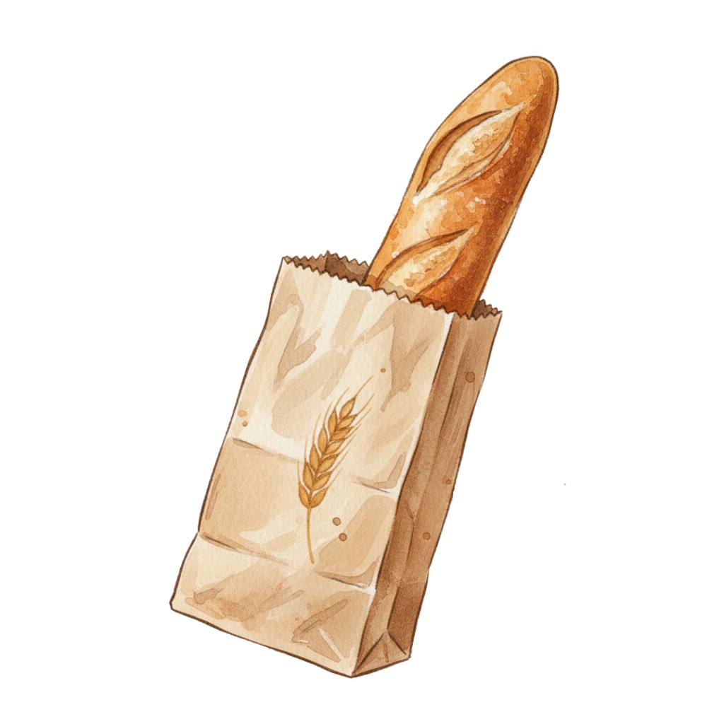 【15点セット】焼きたてベーカリー&カフェ 水彩画風クリップアート(背景透過PNG)