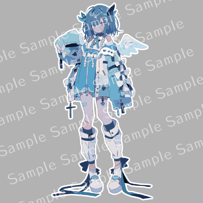 【無料あり】全身_ゾンビ娘_青髪【立ち絵素材】