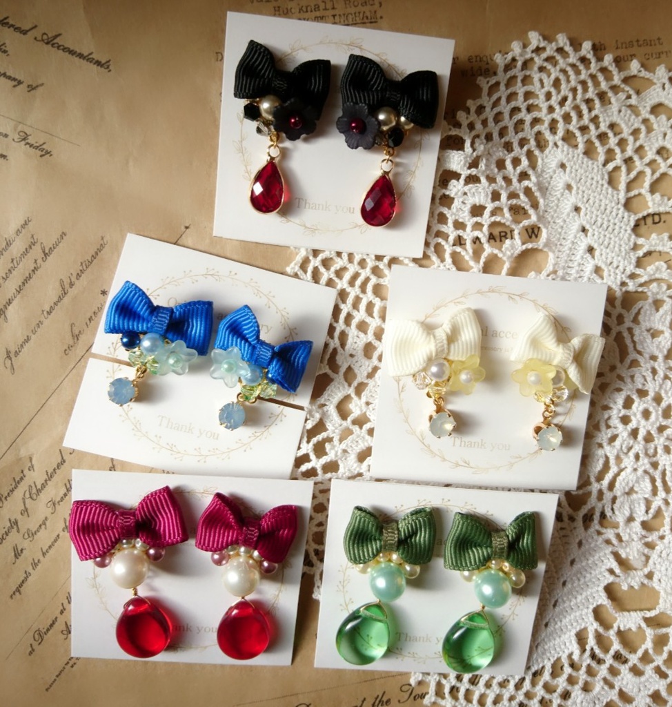 ドラクエ11 イメージカラー🎀リボンピアス(イヤリング)🎀