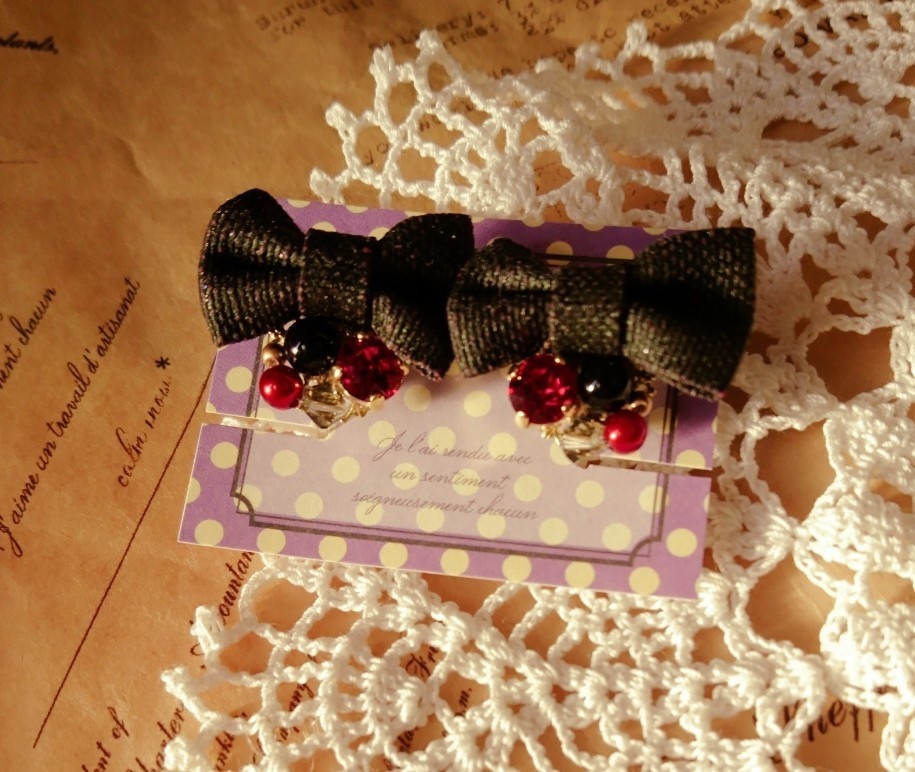 ドラクエ11 『魔軍司令ホメロス』＊イメージカラー リボンイヤリング＊