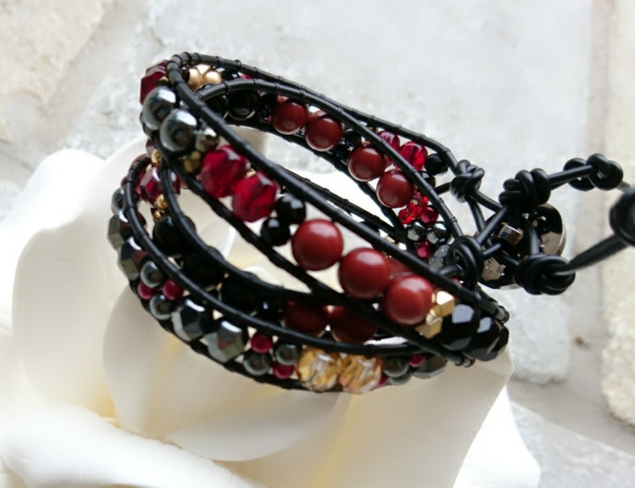 ドラクエ11 『魔軍司令ホメロス』 *天然石ジャスパー使用三連ラップブレス*