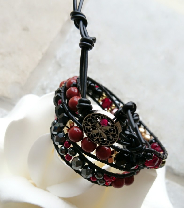 ドラクエ11 『魔軍司令ホメロス』 *天然石ジャスパー使用三連ラップブレス*