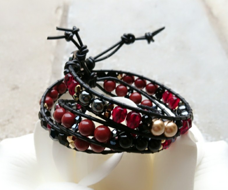 ドラクエ11 『魔軍司令ホメロス』 *天然石ジャスパー使用三連ラップブレス*