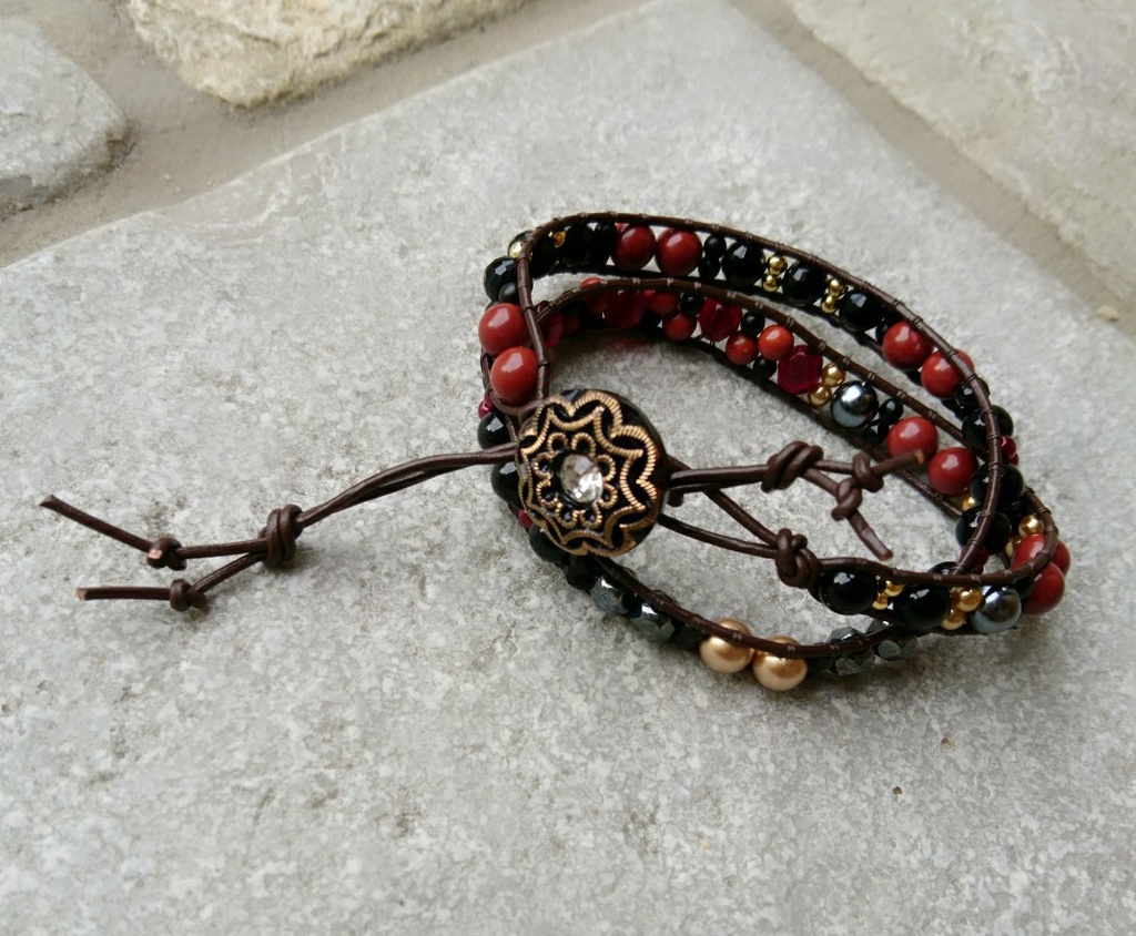 ドラクエ11 『魔軍司令ホメロス』 *天然石ジャスパー使用二連ラップブレス*