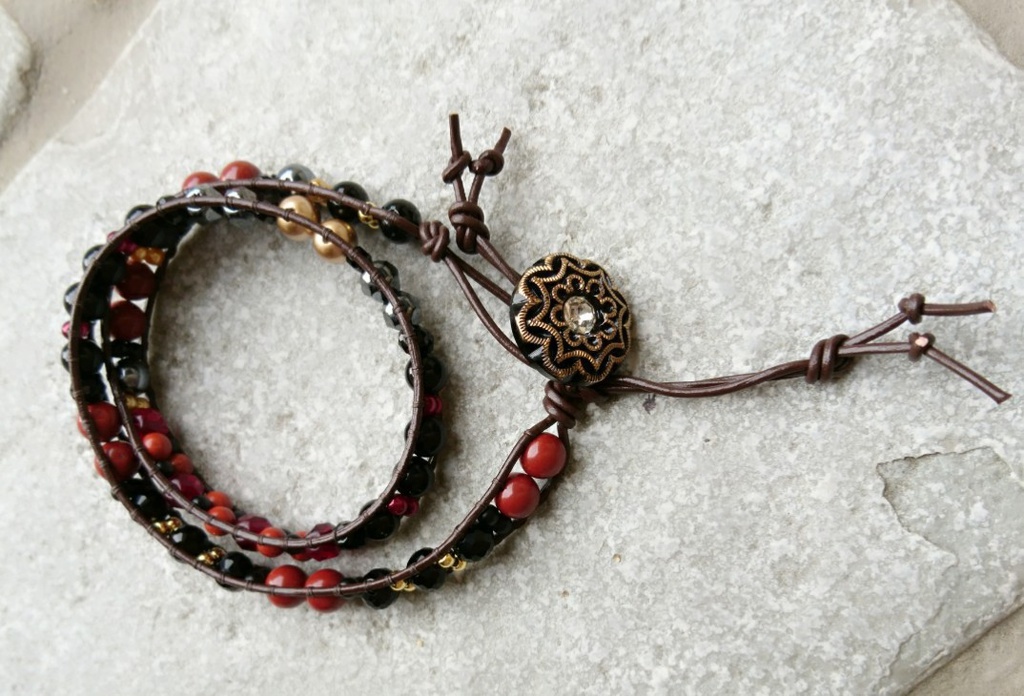 ドラクエ11 『魔軍司令ホメロス』 *天然石ジャスパー使用二連ラップブレス*