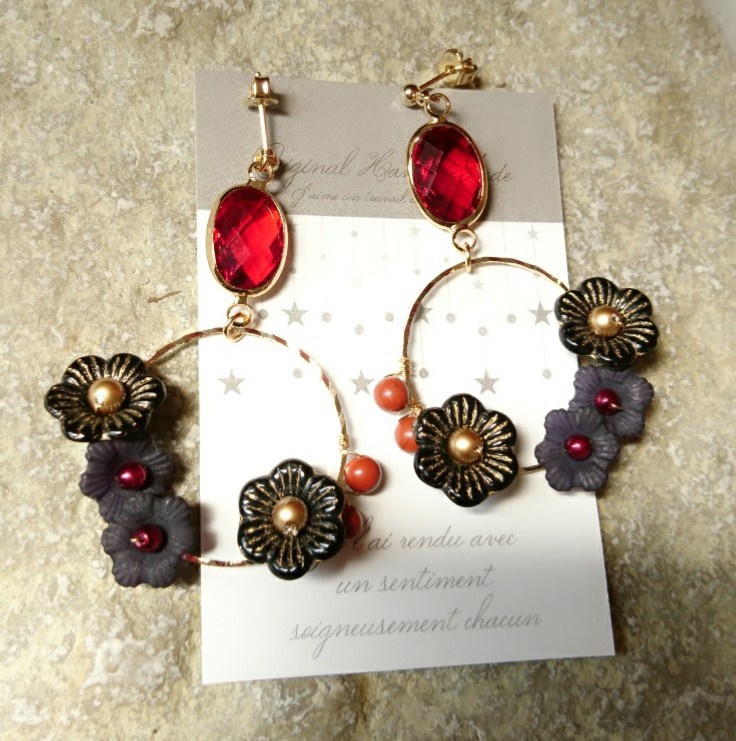 ドラクエ11 『魔軍司令ホメロス』 *天然石ジャスパー使用ピアス(イヤリング)*