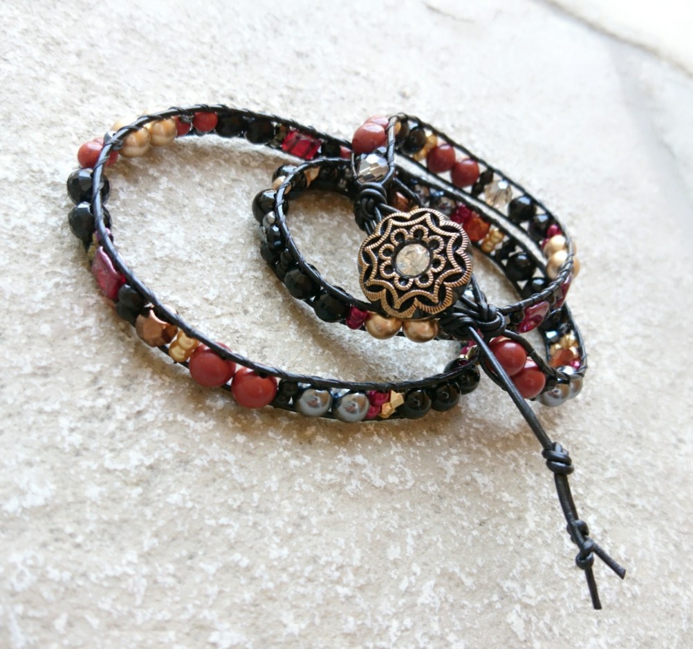 ドラクエ11 『魔軍司令ホメロス』 *天然石レッドジャスパー使用 三連ラップブレス*