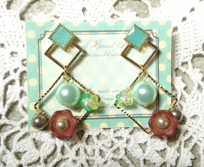 オリジナル◆ドルチェ:イメージピアス◆ *いちごショート、チョコミント、クリームソーダ、ザッハトルテ*