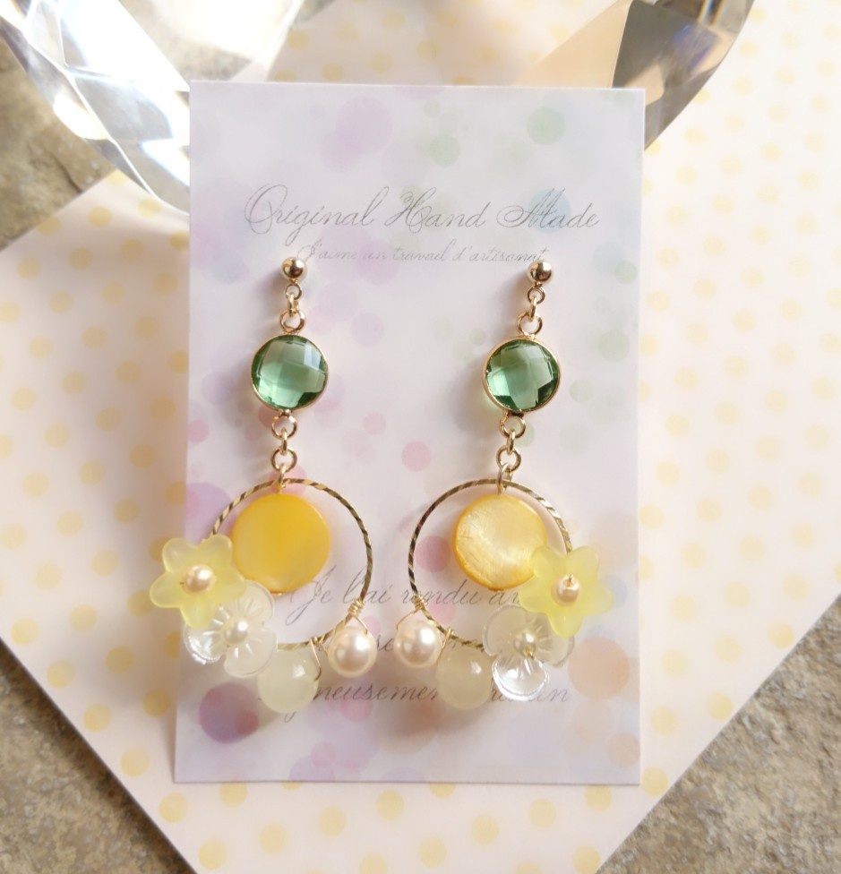◆オリジナル◆ピーチティー、レモンティーピアス(イヤリング)