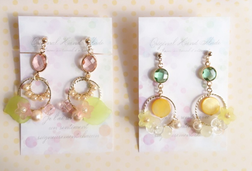 ◆オリジナル◆ピーチティー、レモンティーピアス(イヤリング)