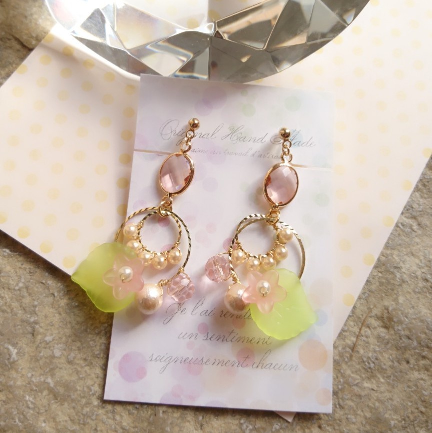 ◆オリジナル◆ピーチティー、レモンティーピアス(イヤリング)