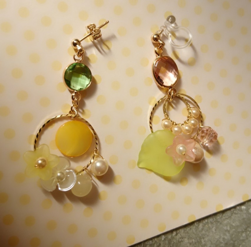 ◆オリジナル◆ピーチティー、レモンティーピアス(イヤリング)