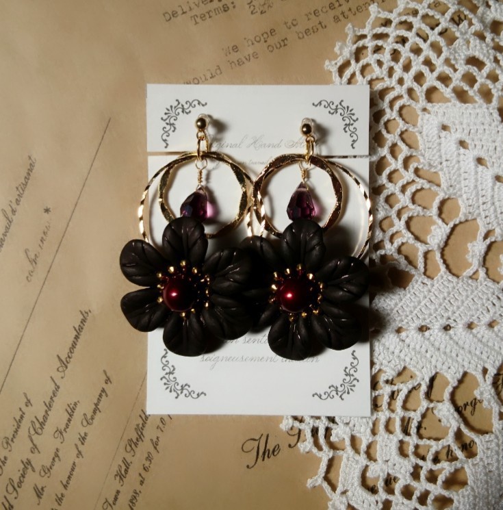 ドラクエ11 『ホメロス、魔軍司令ホメロス』*イメージフラワーイヤリング*