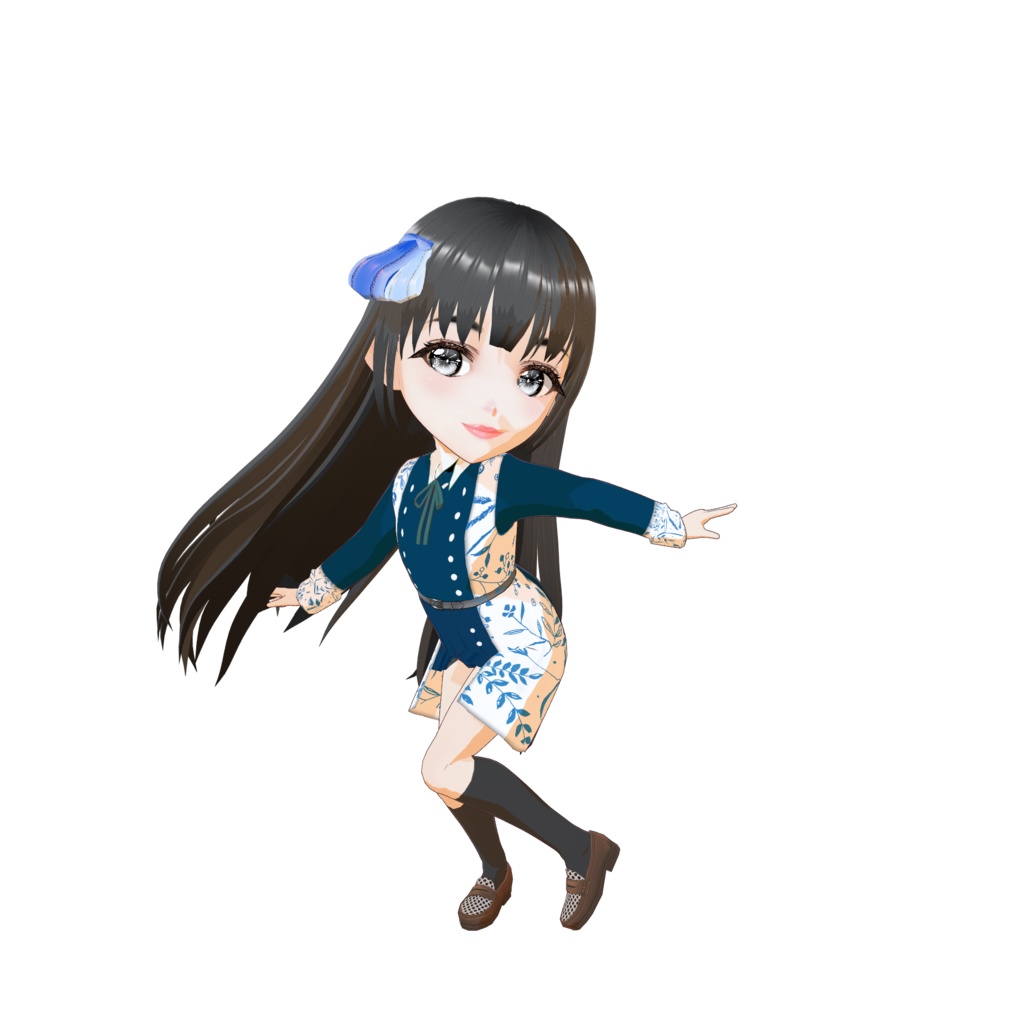 【VRM】青いリボンのちびキャラ