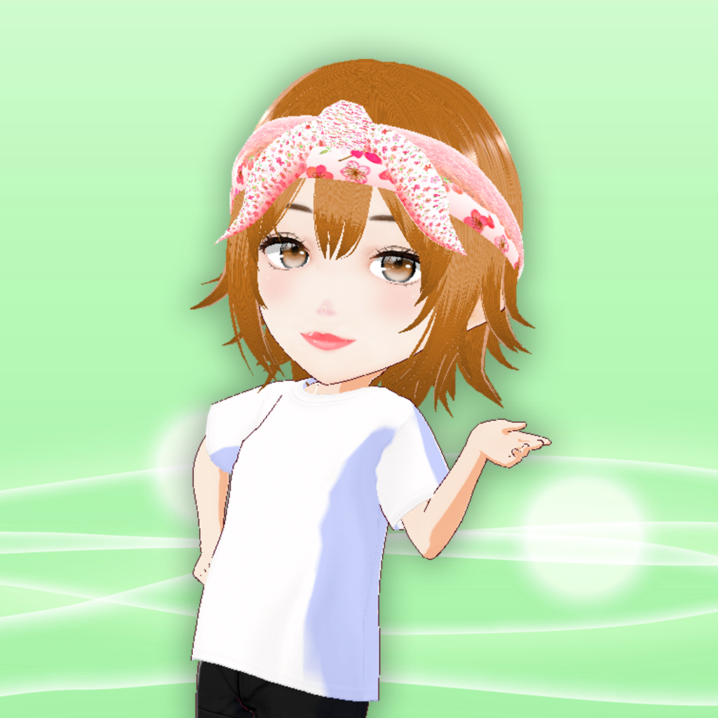 バンダナ付き女子ヘアー