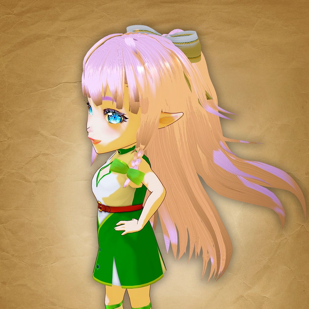 ボリュームポニーテールとリボンヘアー