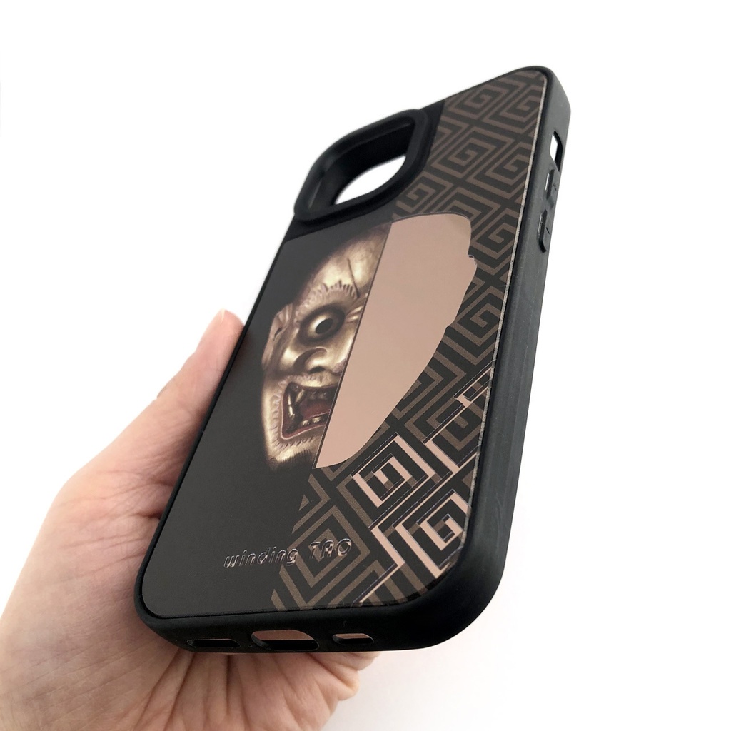 能面 ミラーiPhoneケース【雷電】