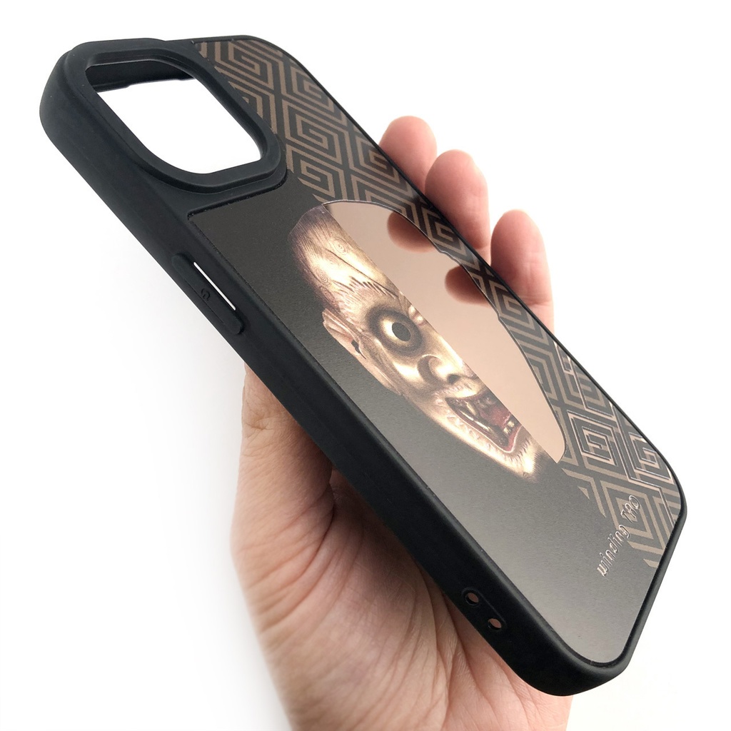 能面 ミラーiPhoneケース【雷電】