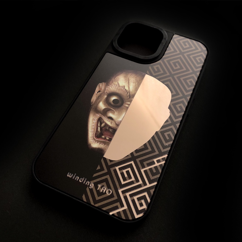 能面 ミラーiPhoneケース【雷電】
