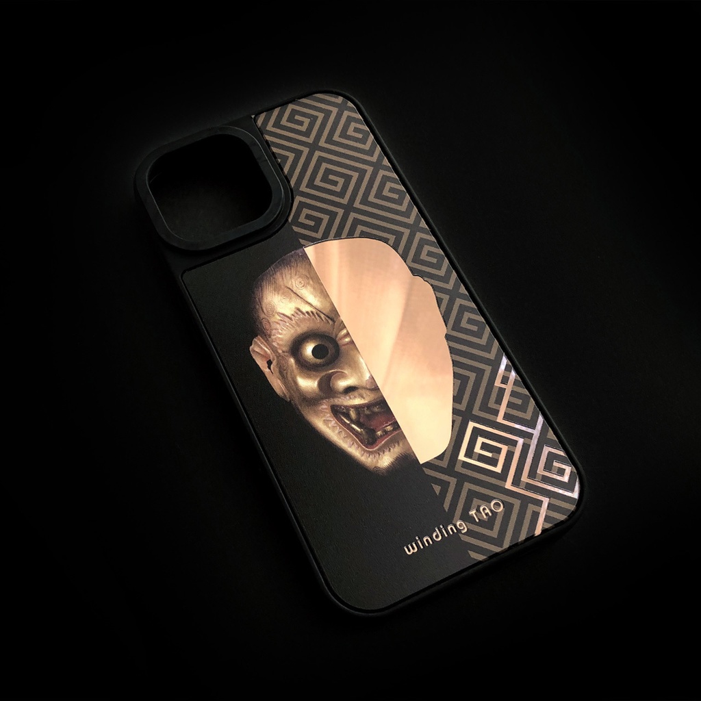 能面 ミラーiPhoneケース【雷電】