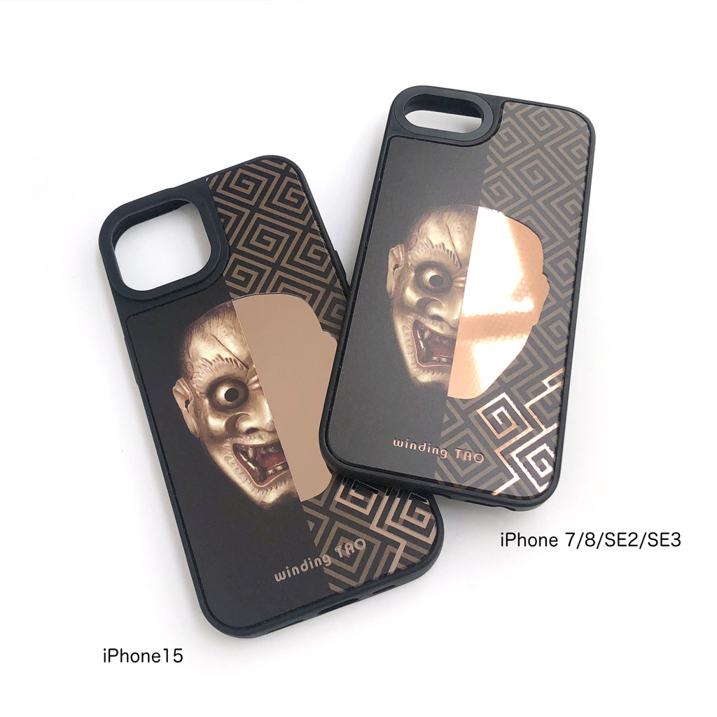 能面 ミラーiPhoneケース【雷電】