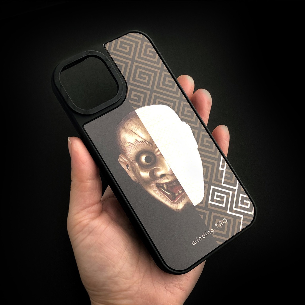 能面 ミラーiPhoneケース【雷電】