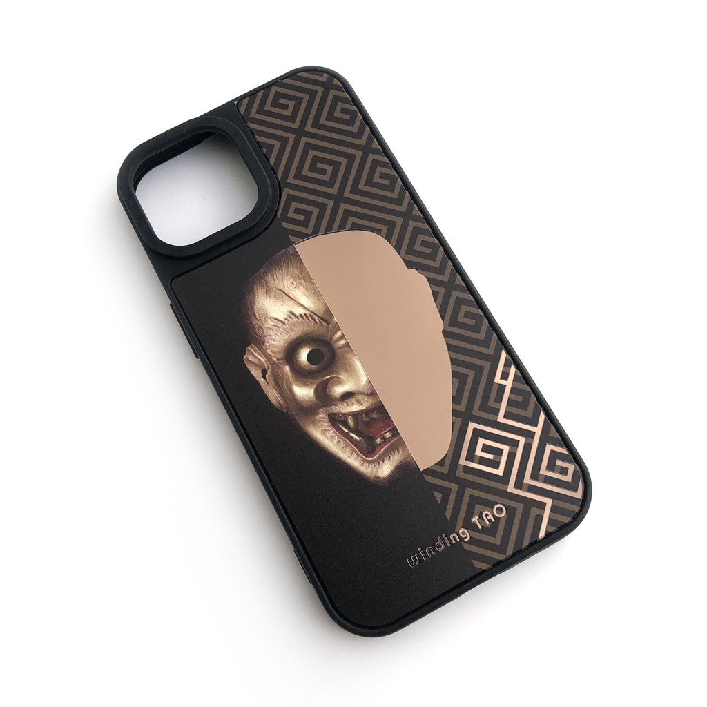 能面 ミラーiPhoneケース【雷電】